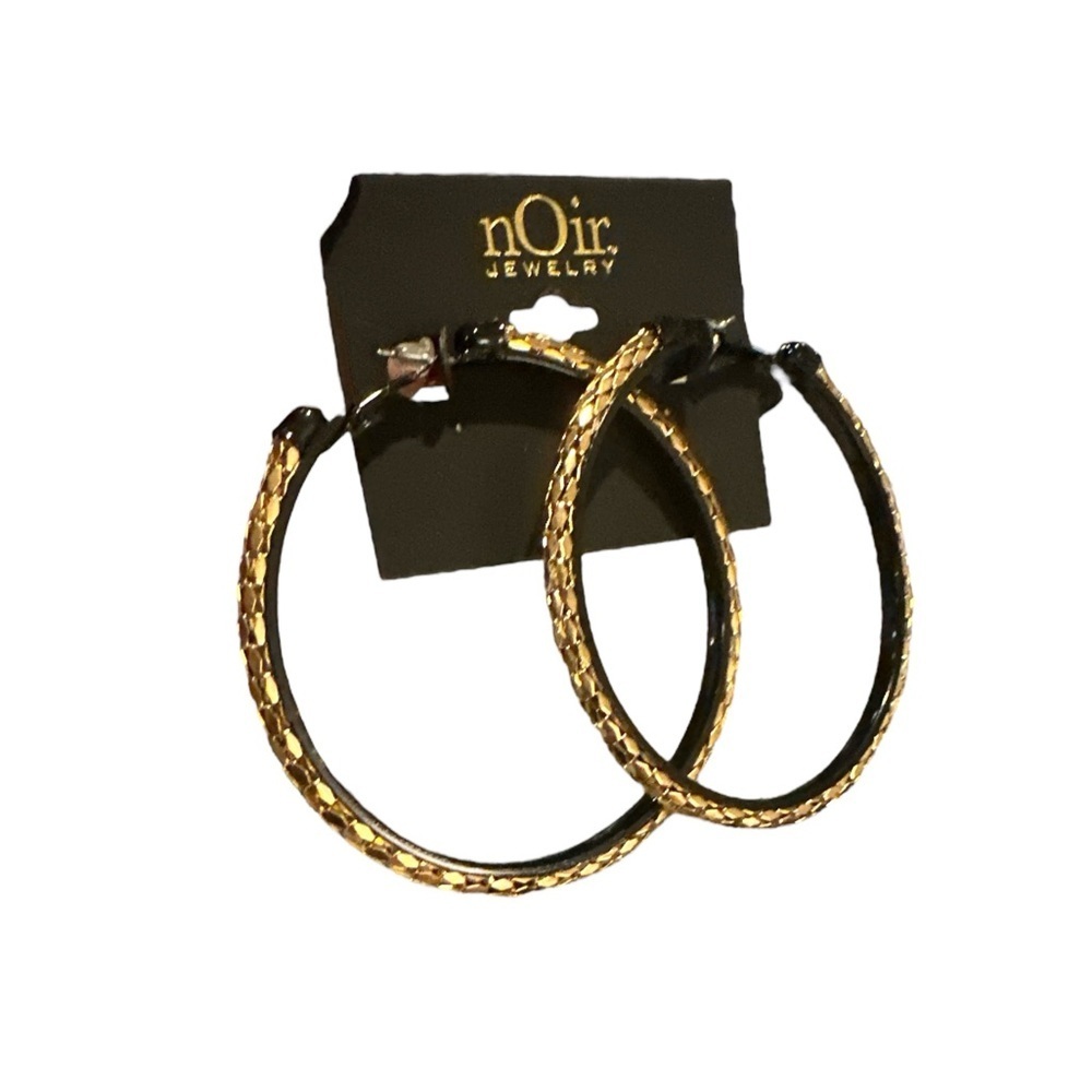 Noir Jewelry Textured Hoop Earrings